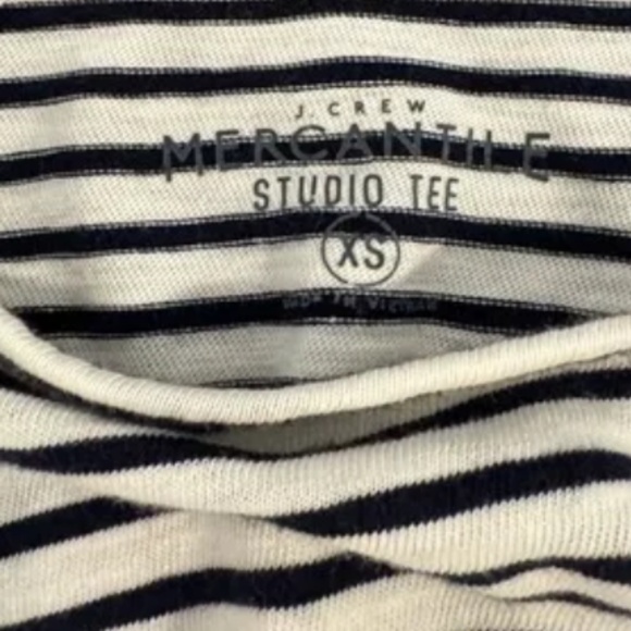 J. Crew Mercantile Black White Striped Studio Tee (Size:  XS) - Picture 3 of 4